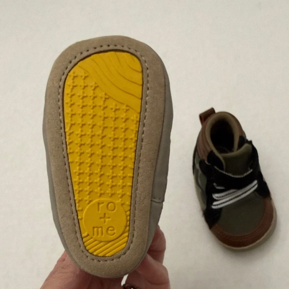 Baby High-Top Walker Sneakers in Olive and Brown